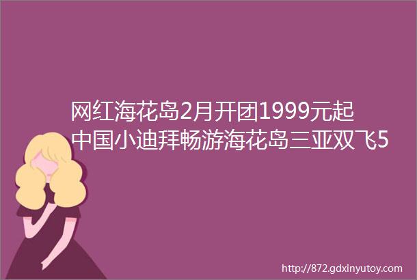 网红海花岛2月开团1999元起中国小迪拜畅游海花岛三亚双飞5日碧海银滩玩双岛海陆双享超值浪独家再送1100元好礼